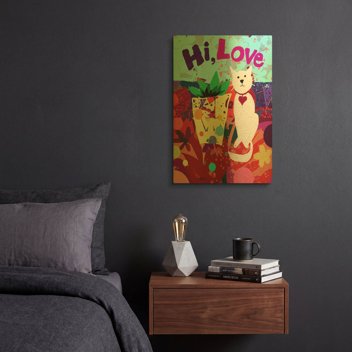 'Hi Love' By Holly McGee Gold Metal Wall Art