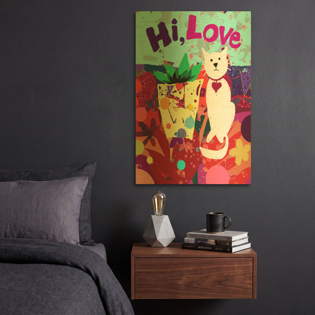 'Hi Love' By Holly McGee Gold Metal Wall Art