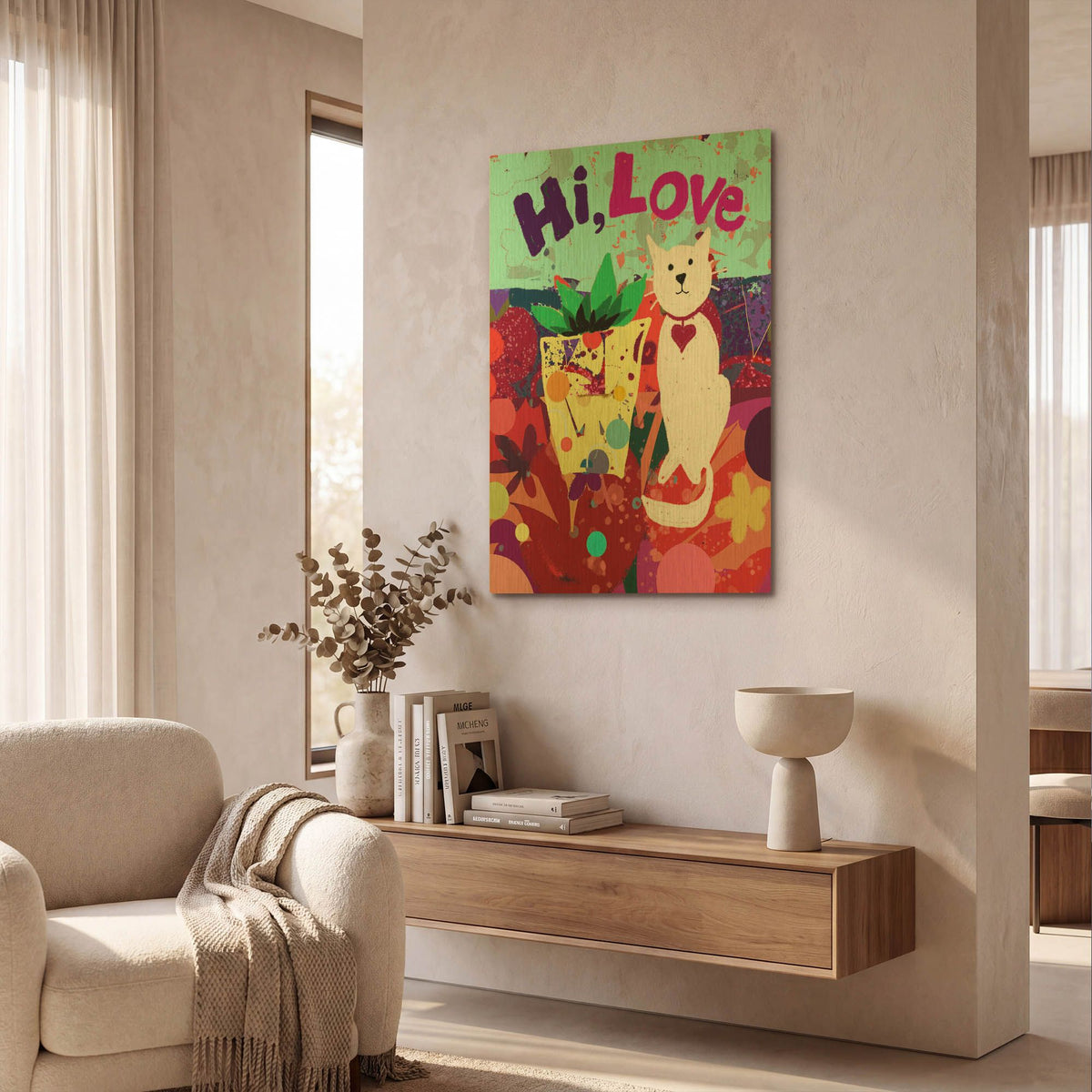 'Hi Love' By Holly McGee Gold Metal Wall Art