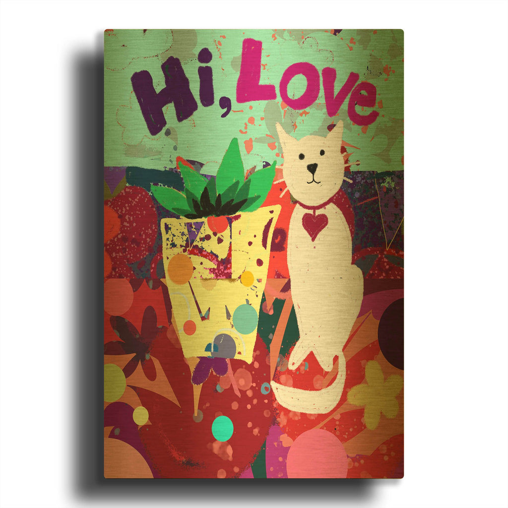 'Hi Love' By Holly McGee Gold Metal Wall Art
