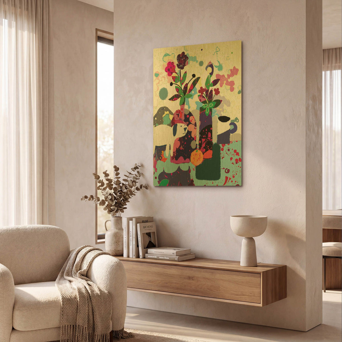 'Smiling Dog Still Life' By Holly McGee Gold Metal Wall Art