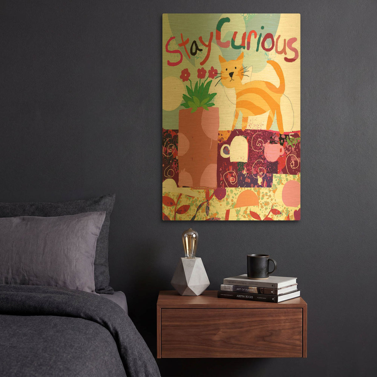'Stay Curious' By Holly McGee Gold Metal Wall Art