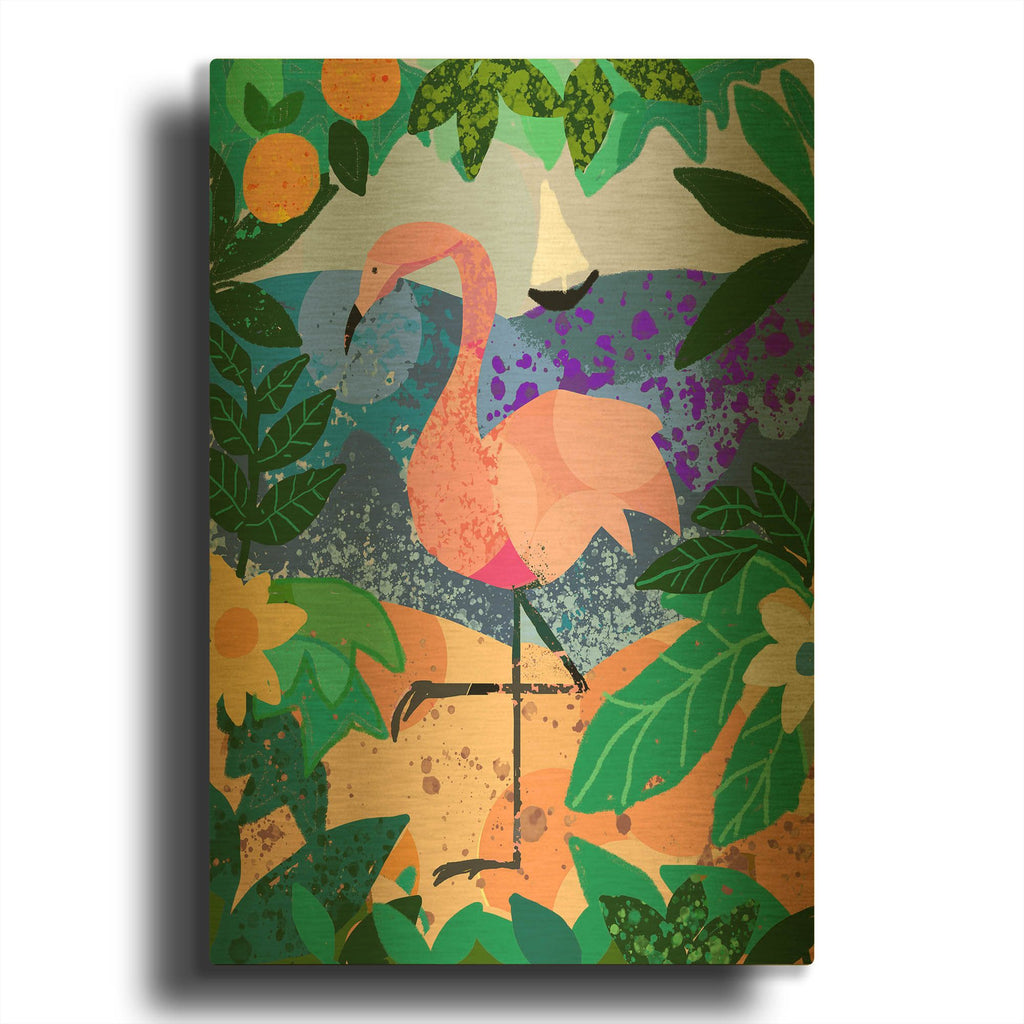 'Final Flamingo' By Holly McGee Gold Metal Wall Art