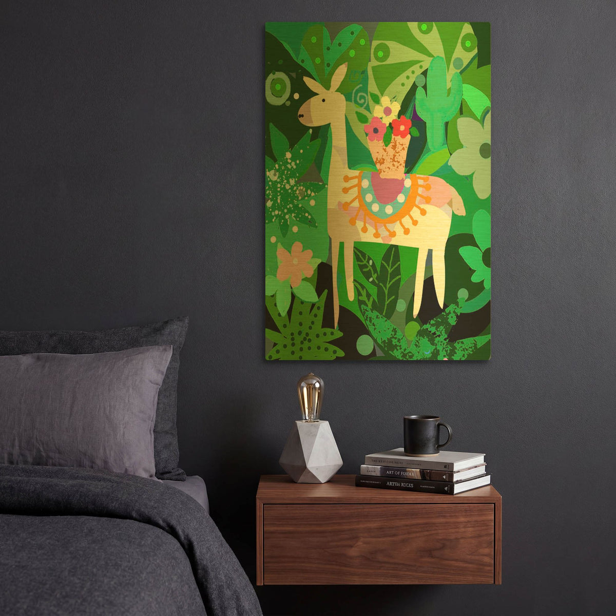 'Llama' By Holly McGee Gold Metal Wall Art