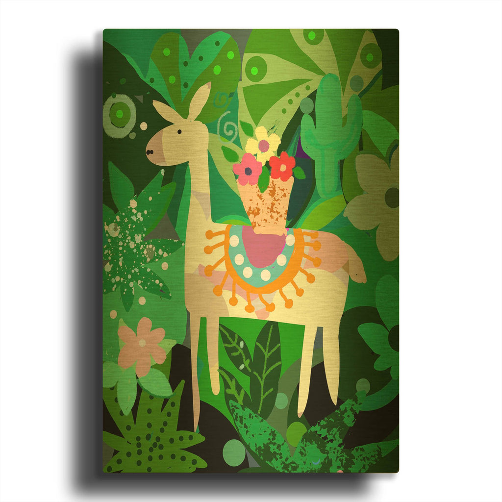 'Llama' By Holly McGee Gold Metal Wall Art