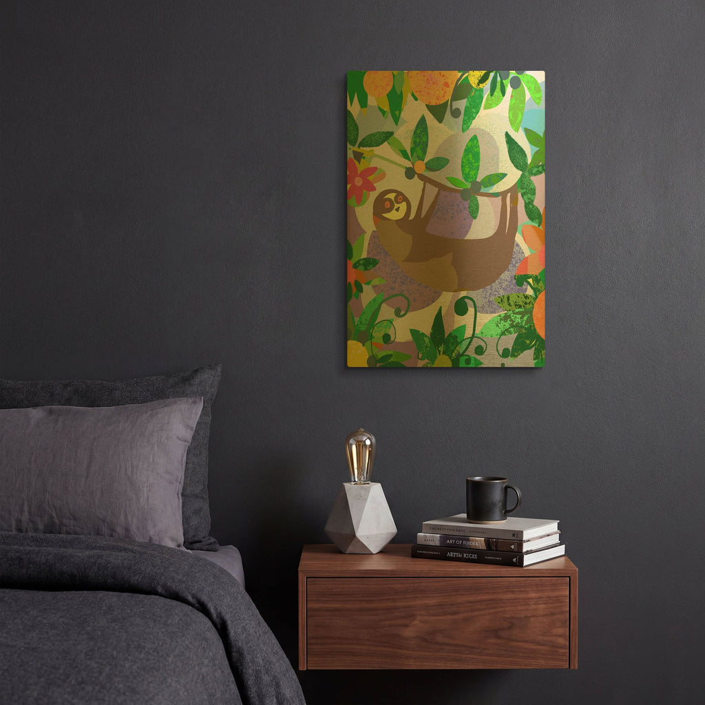 'Sloth' By Holly McGee Gold Metal Wall Art