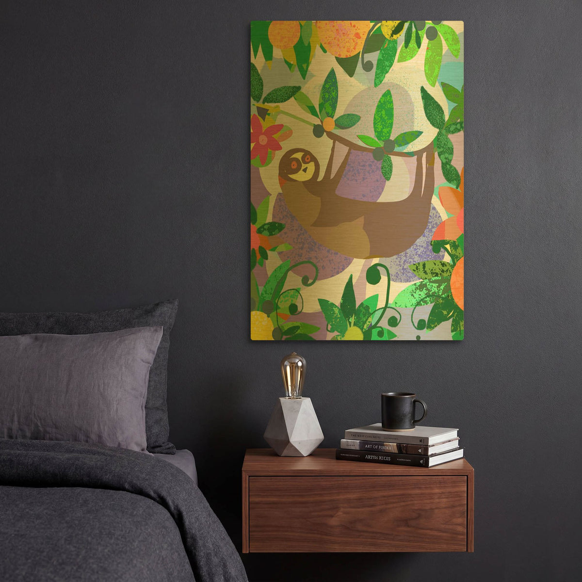 'Sloth' By Holly McGee Gold Metal Wall Art