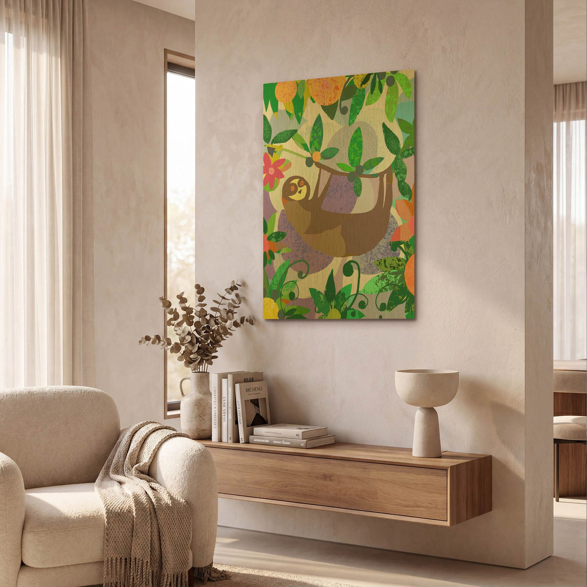 'Sloth' By Holly McGee Gold Metal Wall Art