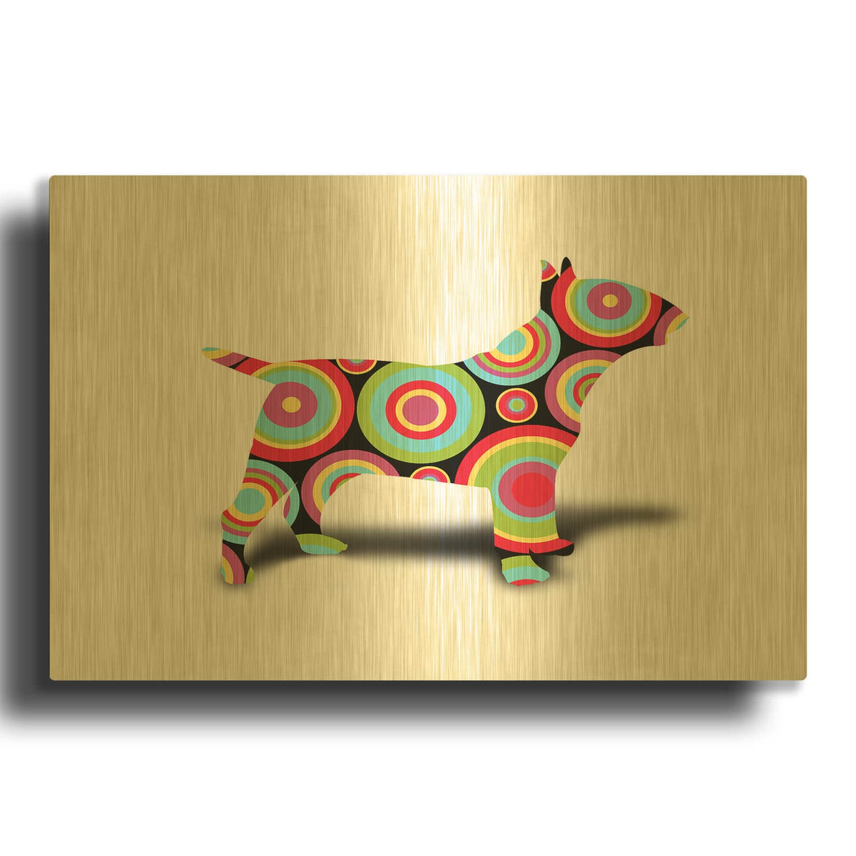 'Bull Terrier Pop' By Mark Ashkenazi Gold Metal Wall Art