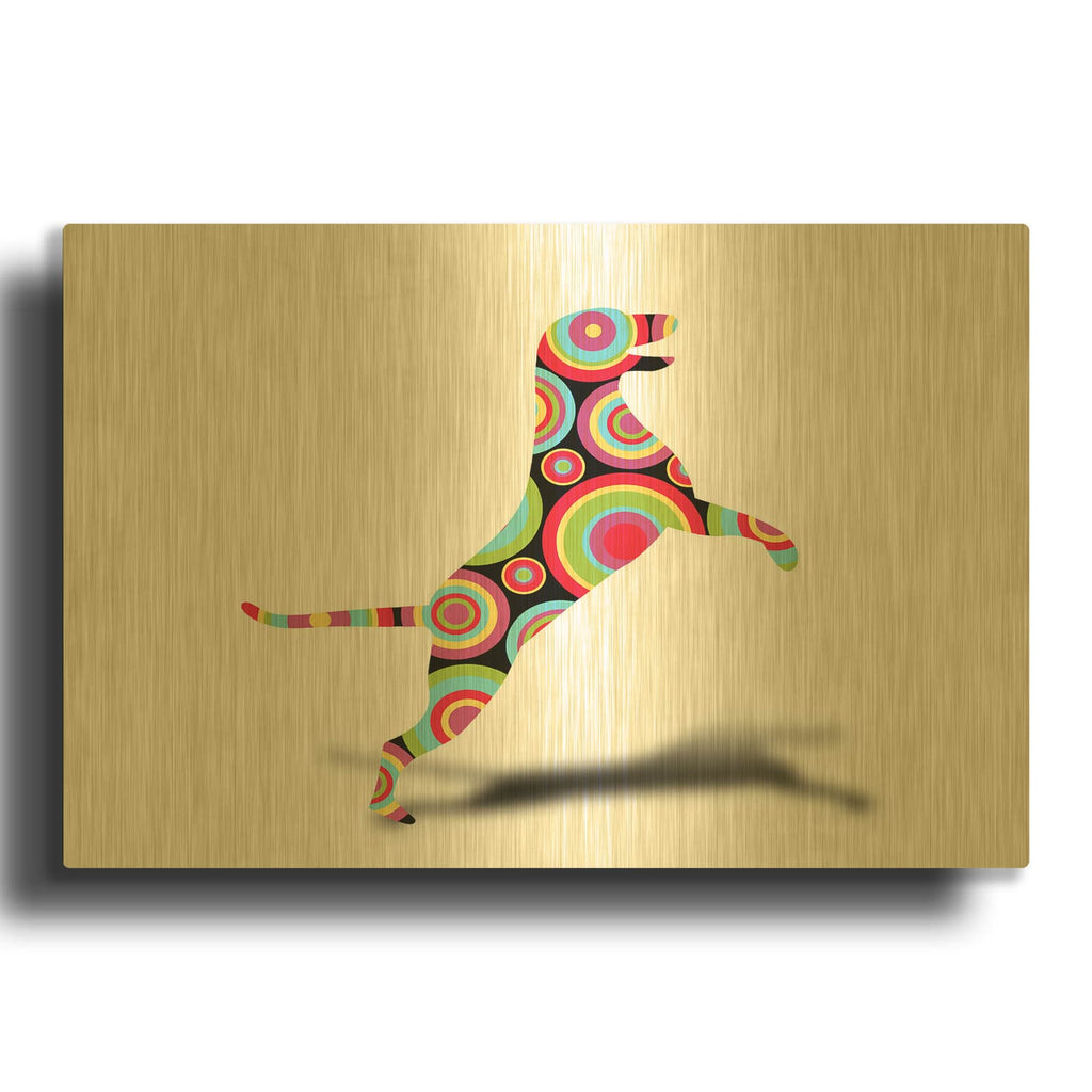 'Dog Hello' By Mark Ashkenazi Gold Metal Wall Art