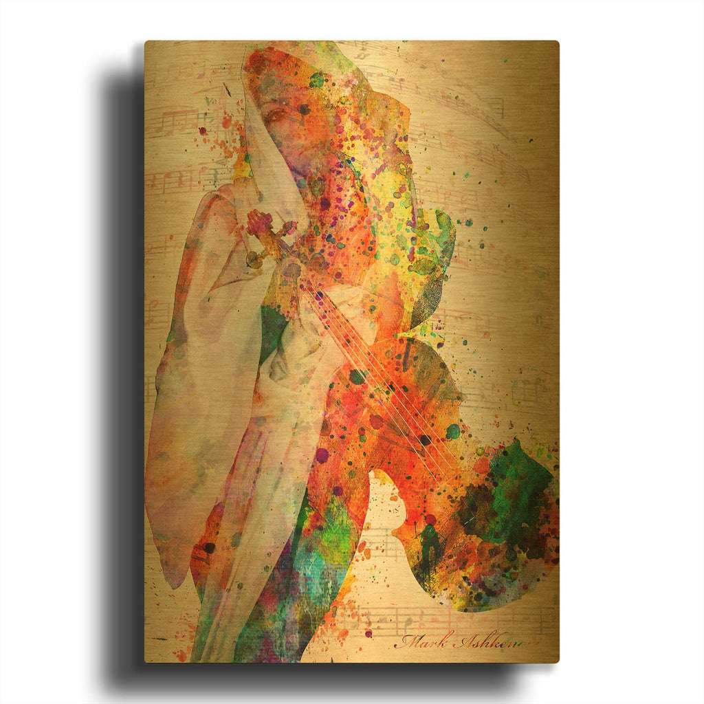 'Abstract Music' By Mark Ashkenazi Gold Metal Wall Art