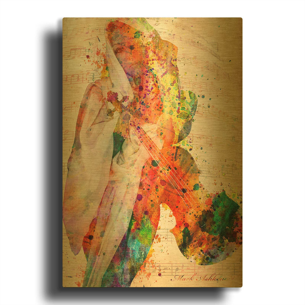 'Abstract Music' By Mark Ashkenazi Gold Metal Wall Art