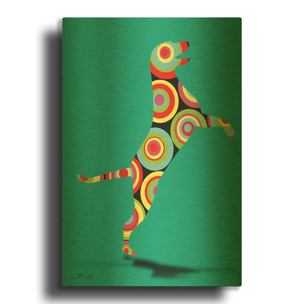 'Dog Hello 2' By Mark Ashkenazi Gold Metal Wall Art