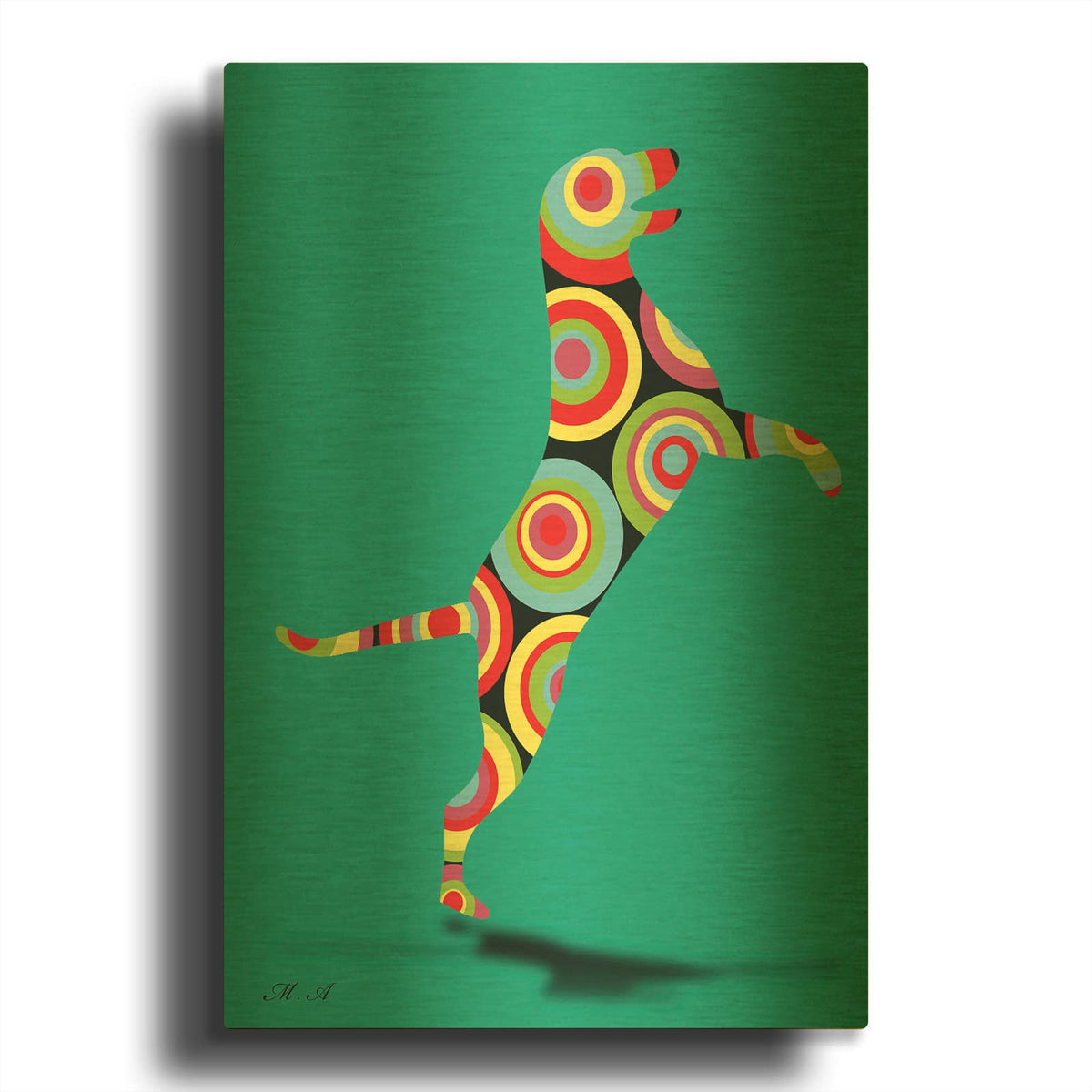 'Dog Hello 2' By Mark Ashkenazi Gold Metal Wall Art