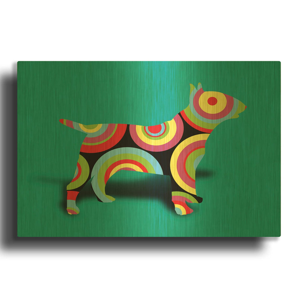 'Bull Terrier Pop 2' By Mark Ashkenazi Gold Metal Wall Art