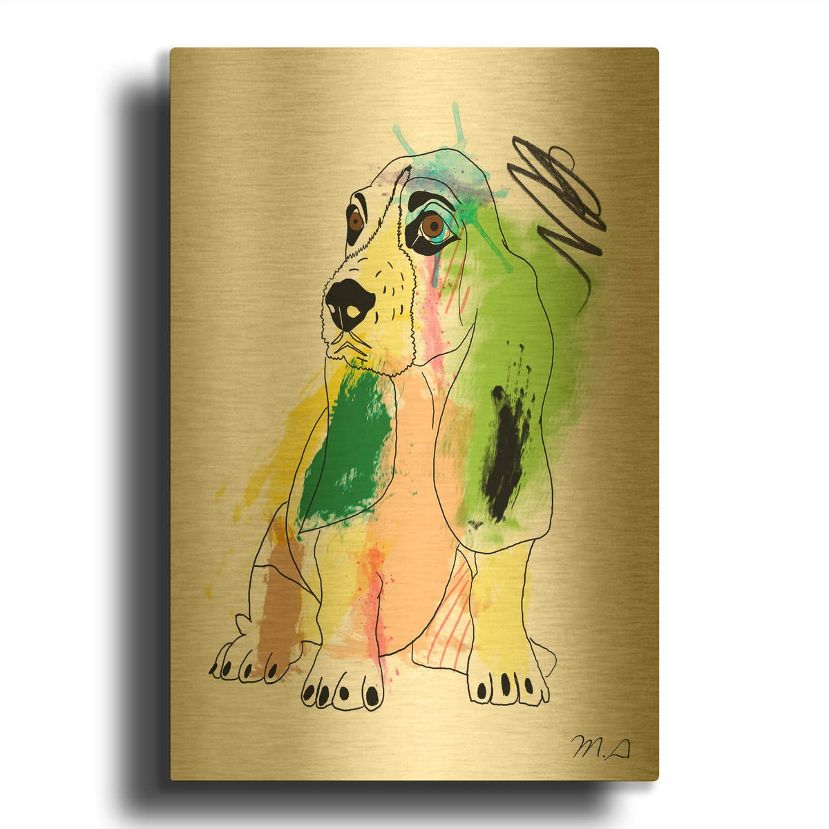 'Colour By Numbers' By Mark Ashkenazi Gold Metal Wall Art