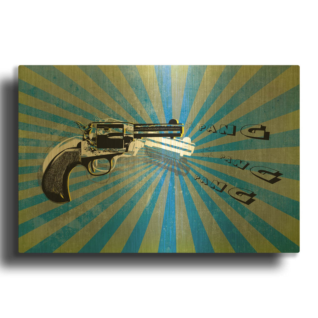 'Blue' By Mark Ashkenazi Gold Metal Wall Art