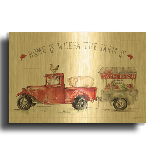 'Country Life I' By Anne Tavoletti Gold Metal Wall Art