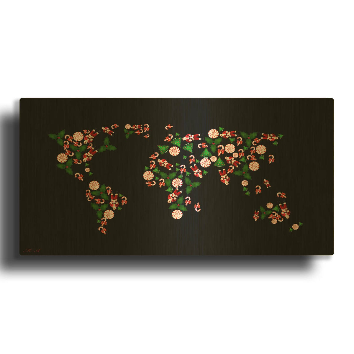 'Christmas Map' By Mark Ashkenazi Gold Metal Wall Art