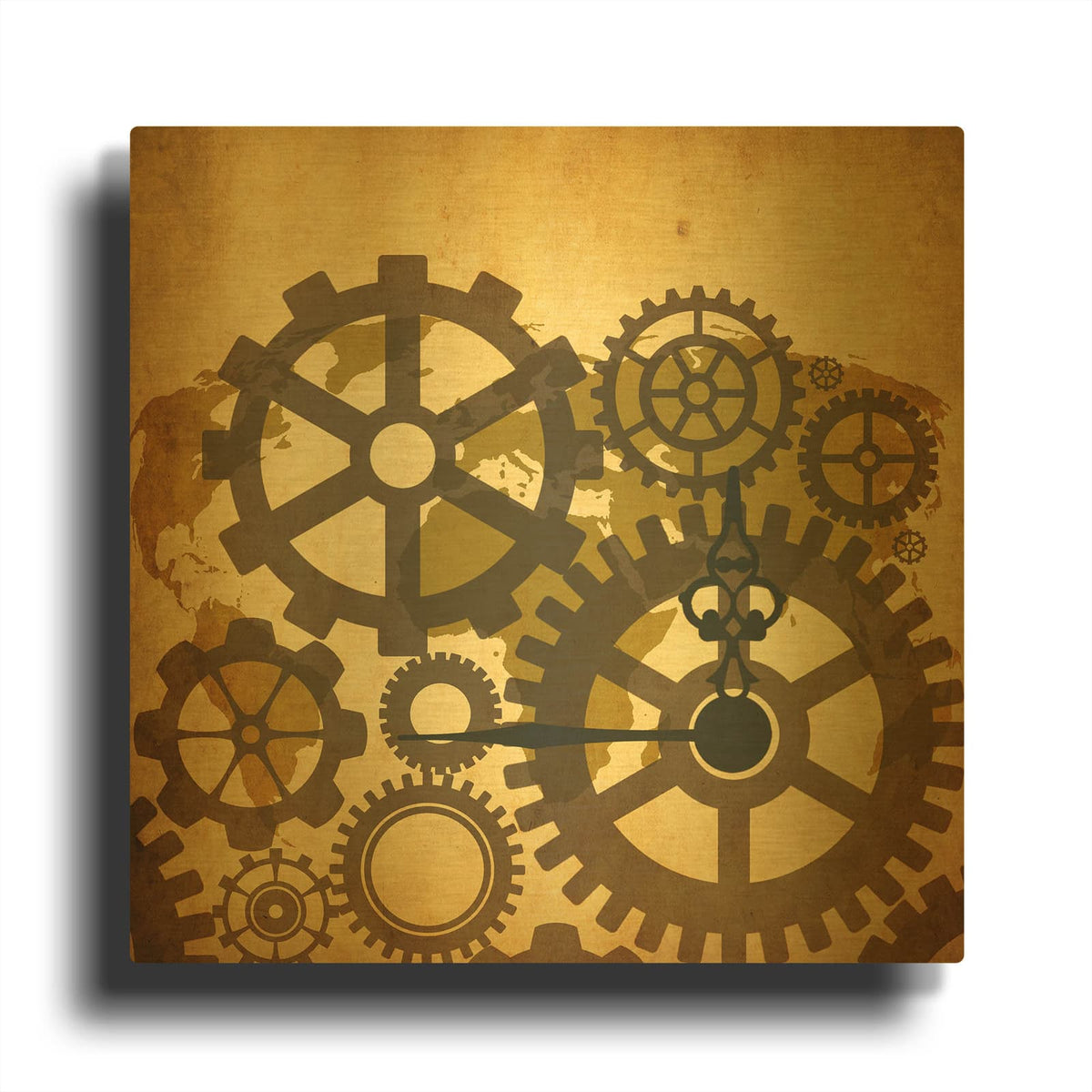 'Clock Map 2' By Mark Ashkenazi Gold Metal Wall Art