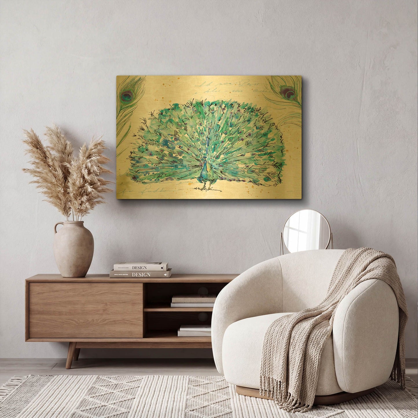'Peacock Garden IX' By Anne Tavoletti Gold Metal Wall Art