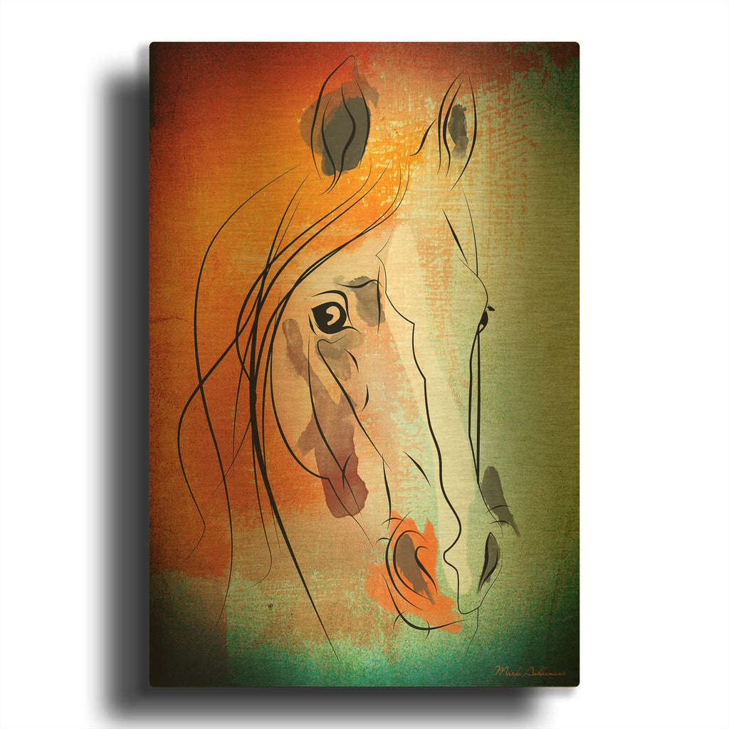 'Tangerine Horse' By Mark Ashkenazi Gold Metal Wall Art