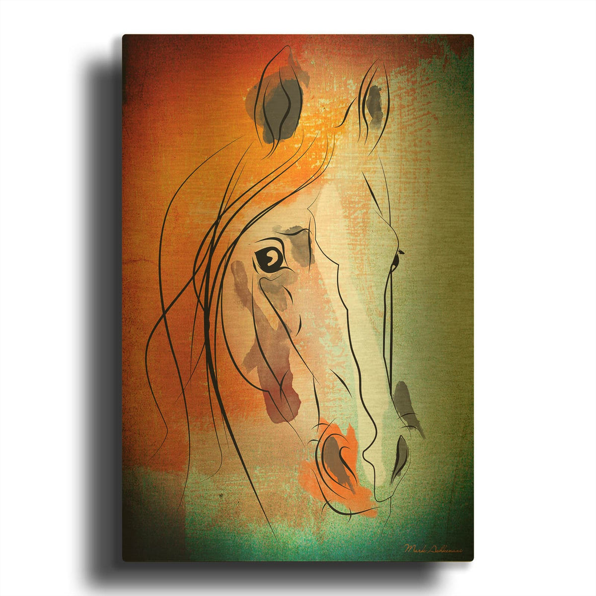 'Tangerine Horse' By Mark Ashkenazi Gold Metal Wall Art