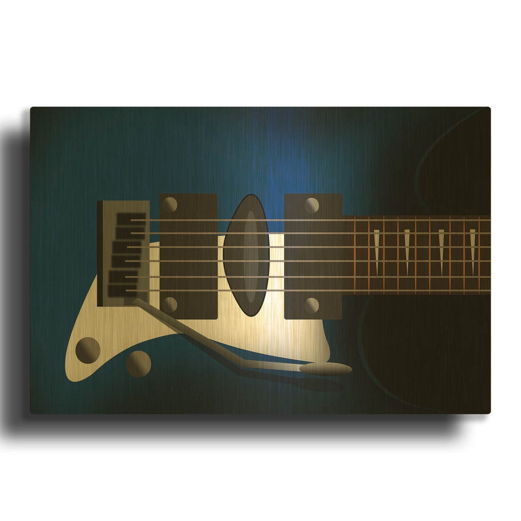 'Electric Guitar D6ivpj3' By Mark Ashkenazi Gold Metal Wall Art