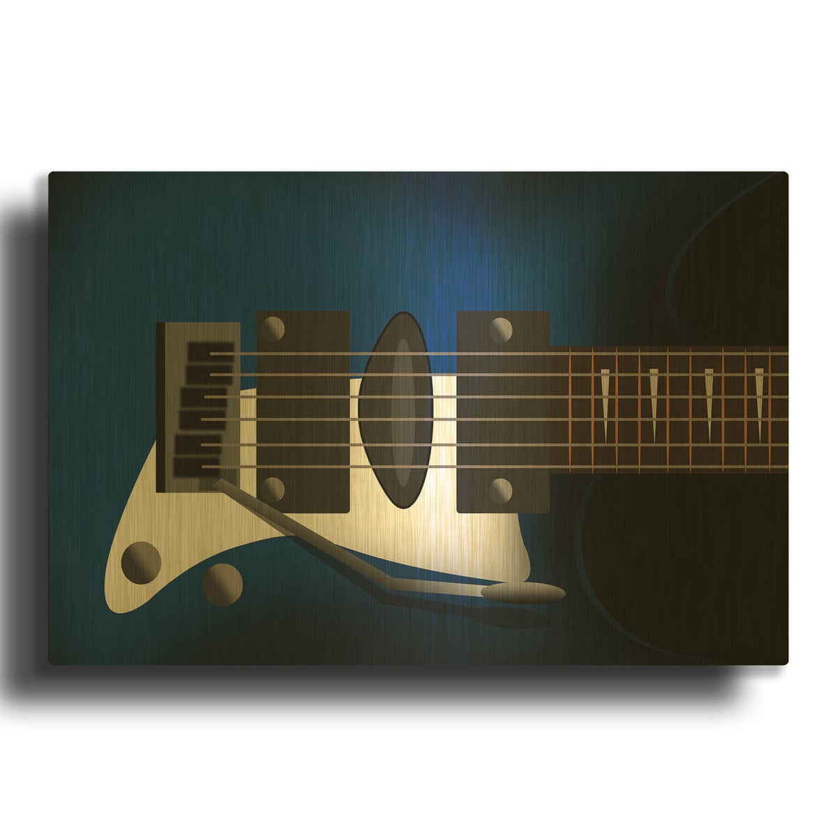 'Electric Guitar D6ivpj3' By Mark Ashkenazi Gold Metal Wall Art