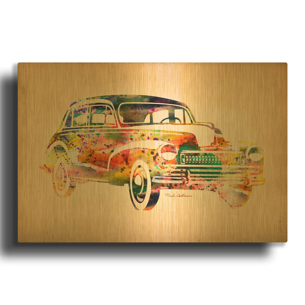 'Folsfagen Car 2' By Mark Ashkenazi Gold Metal Wall Art