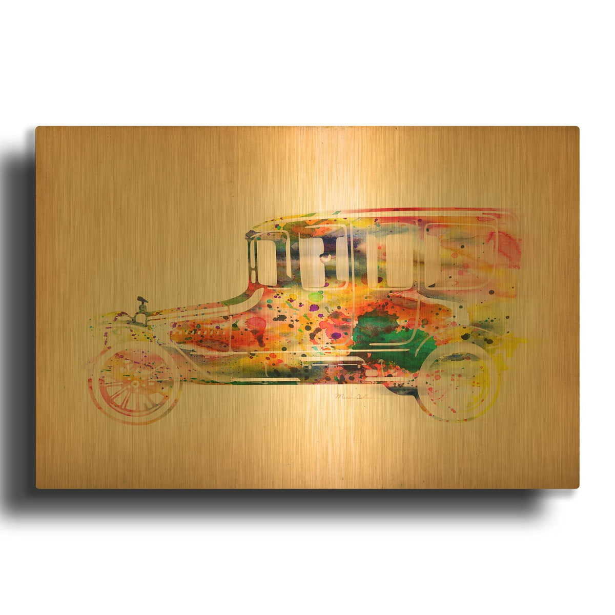 'Folsfagen Car 3' By Mark Ashkenazi Gold Metal Wall Art