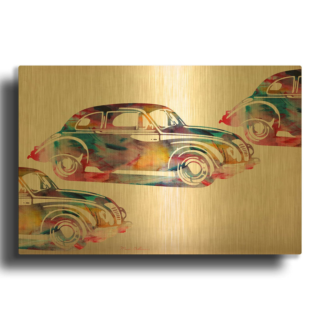 'Folsfagen Car' By Mark Ashkenazi Gold Metal Wall Art