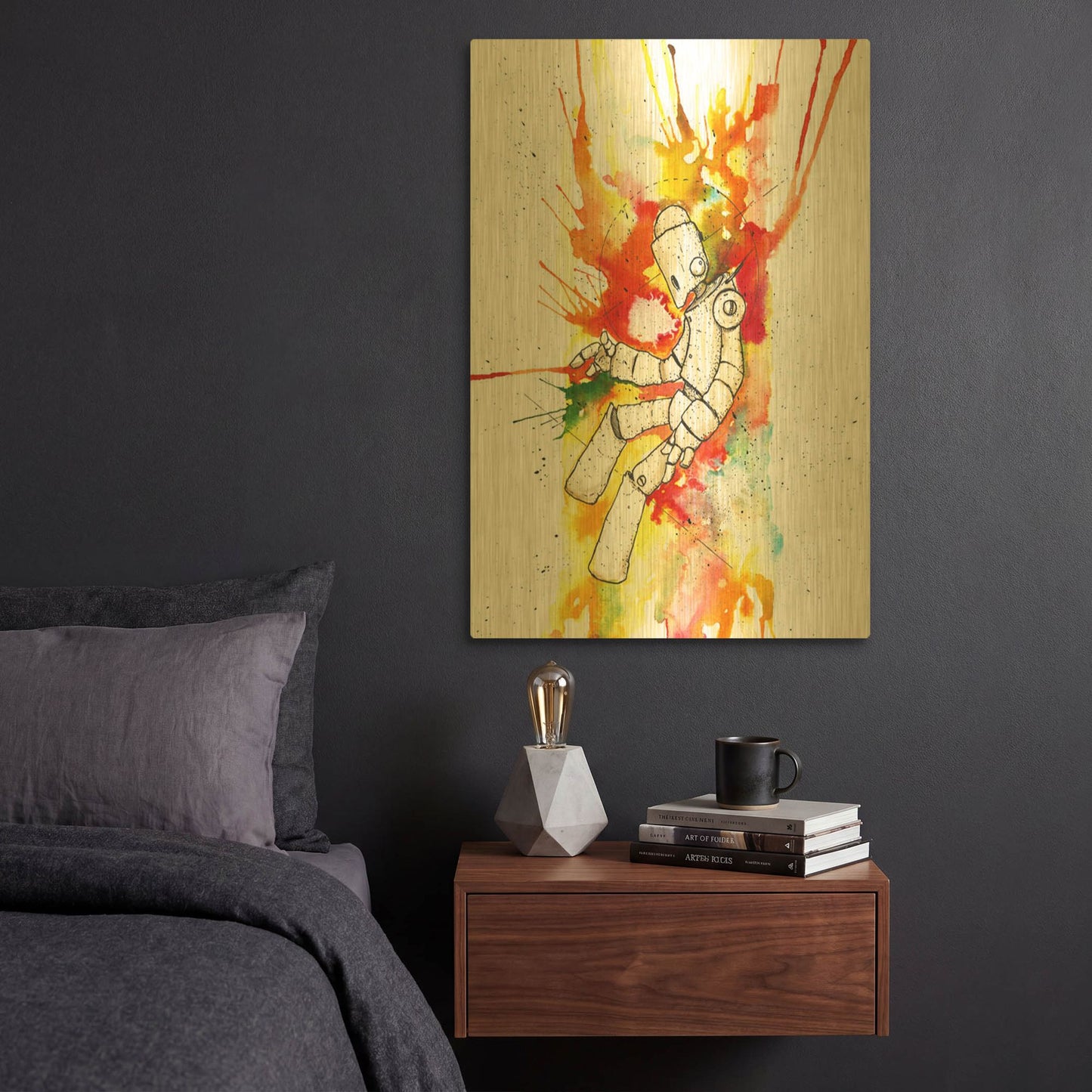 'Nebula Bot' By Craig Snodgrass Gold Metal Wall Art