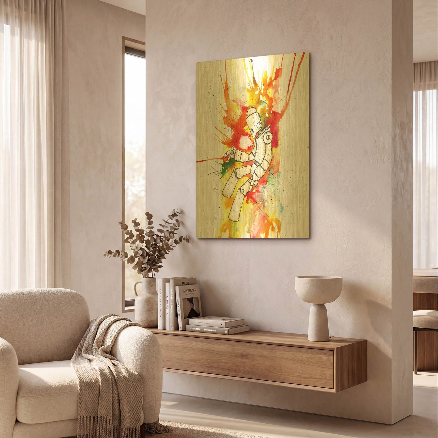 'Nebula Bot' By Craig Snodgrass Gold Metal Wall Art