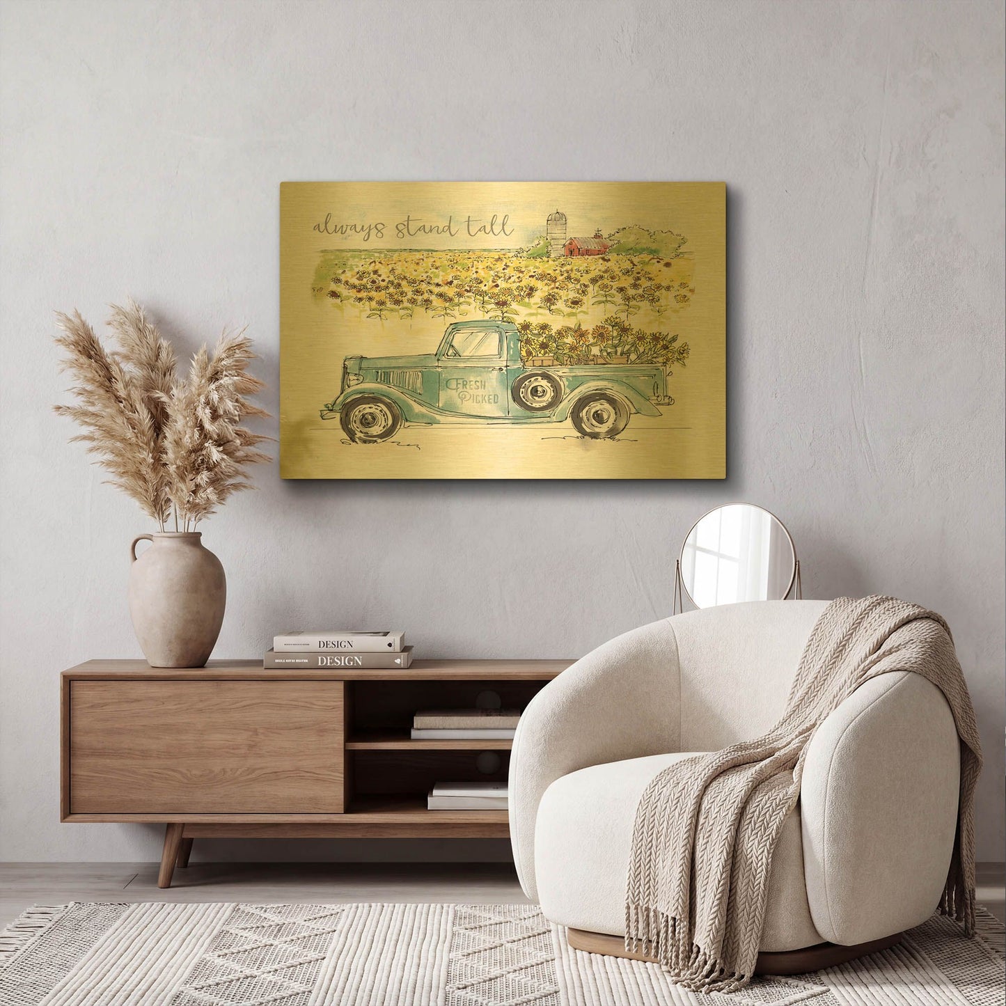 'Sunflower Fields V' By Anne Tavoletti Gold Metal Wall Art