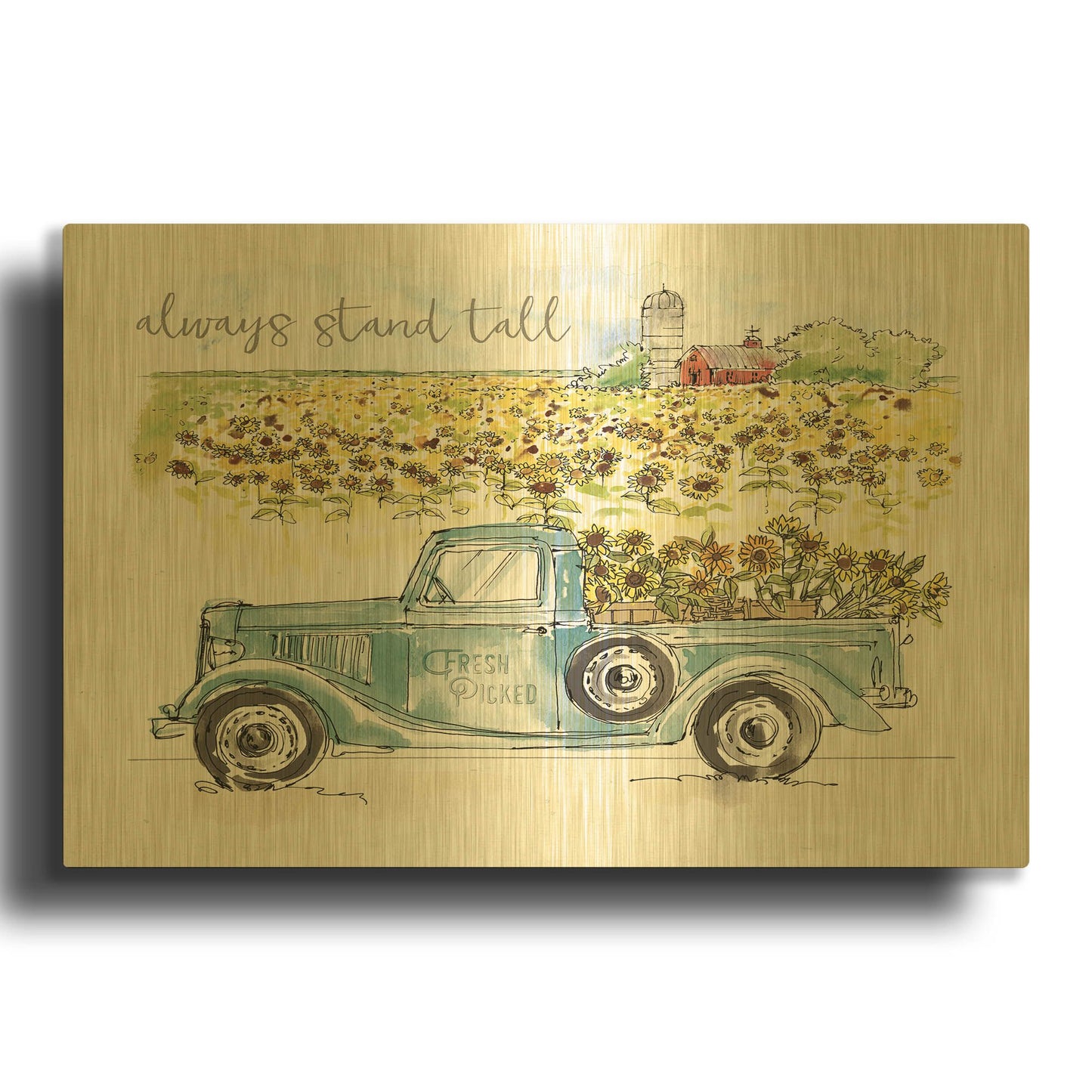 'Sunflower Fields V' By Anne Tavoletti Gold Metal Wall Art