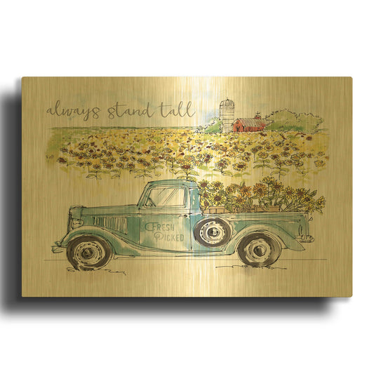 'Sunflower Fields V' By Anne Tavoletti Gold Metal Wall Art