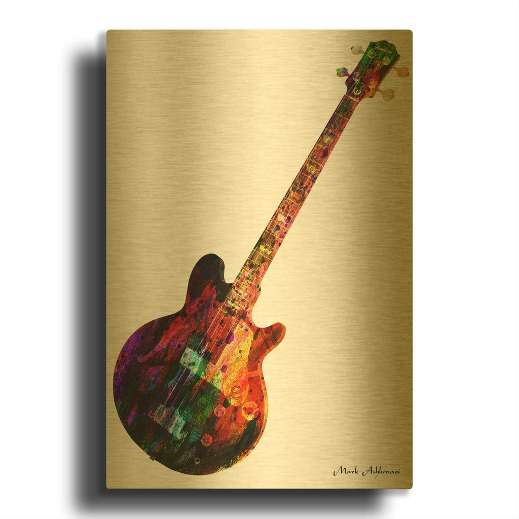 'Guitar 10' By Mark Ashkenazi Gold Metal Wall Art