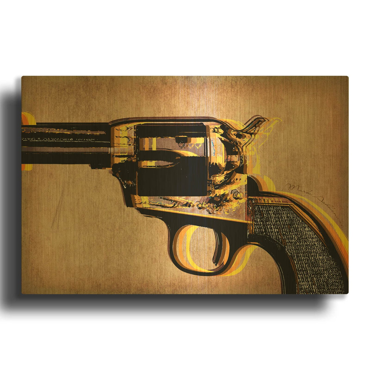'Gun 11' By Mark Ashkenazi Gold Metal Wall Art