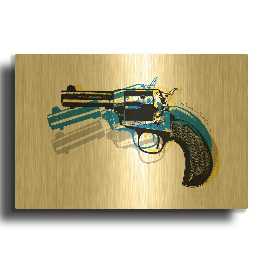 'Gun 12' By Mark Ashkenazi Gold Metal Wall Art