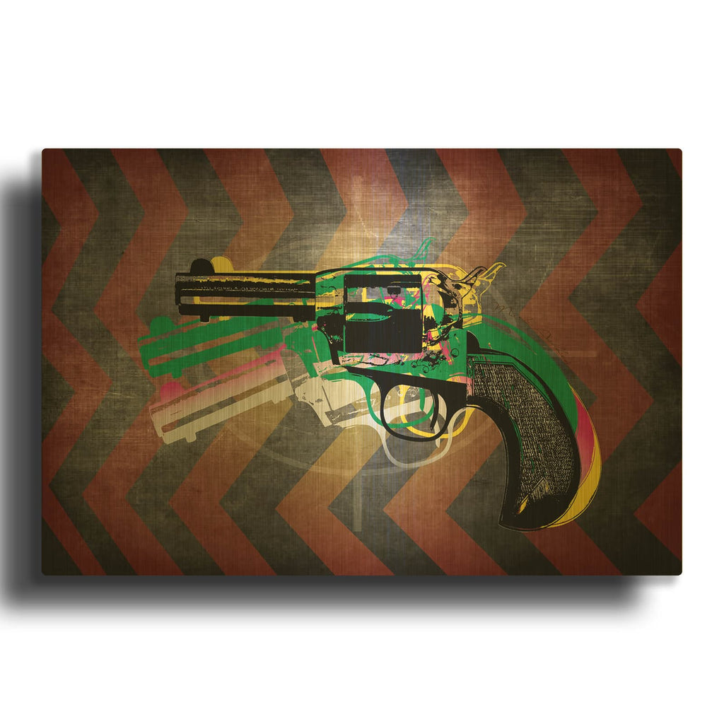 'Gun 13' By Mark Ashkenazi Gold Metal Wall Art