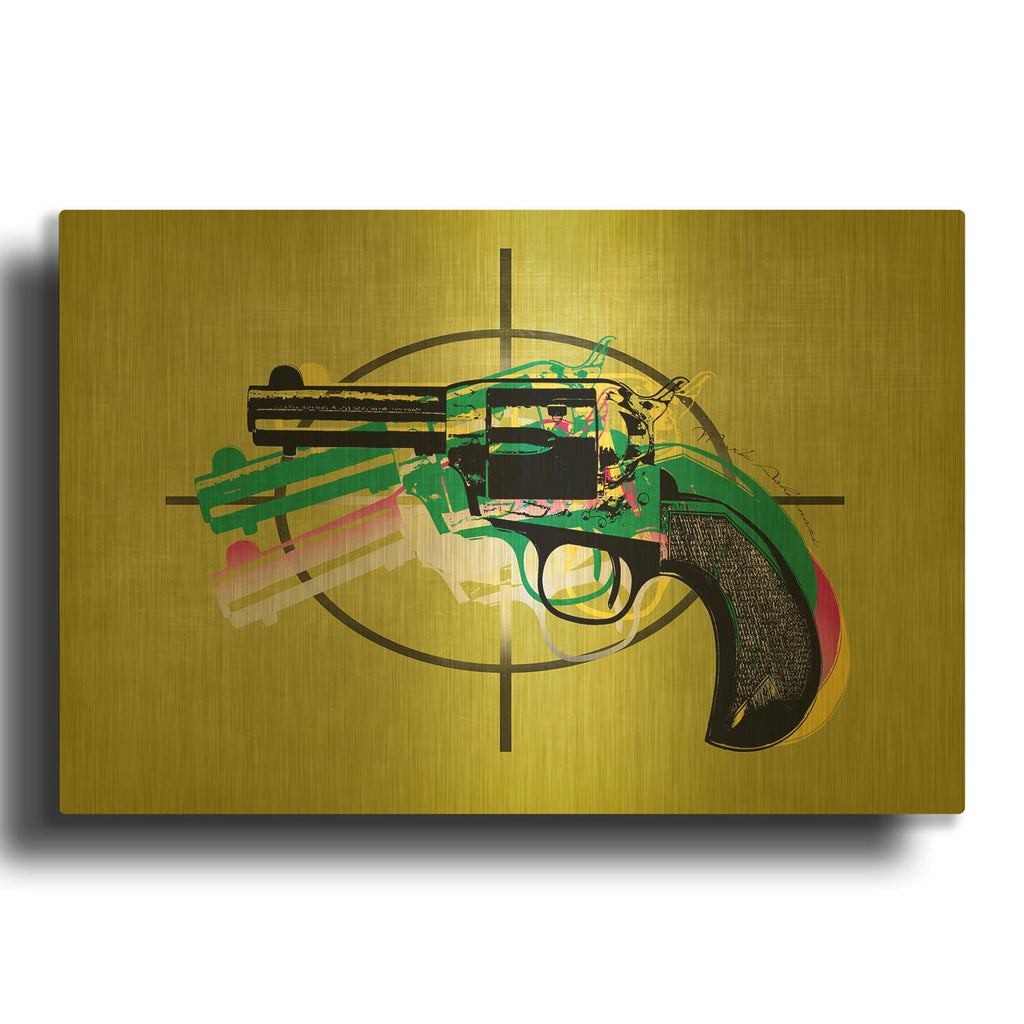'Gun 14' By Mark Ashkenazi Gold Metal Wall Art