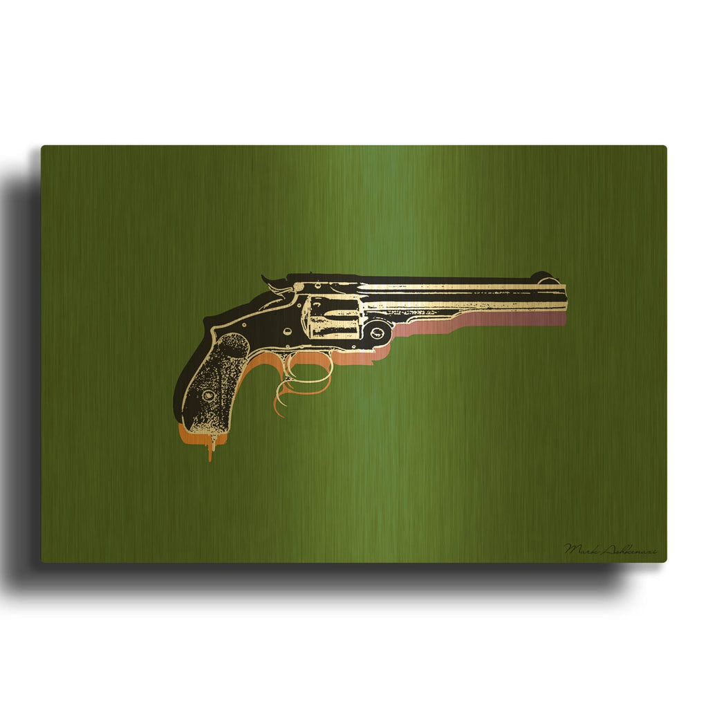 'Gun 3' By Mark Ashkenazi Gold Metal Wall Art