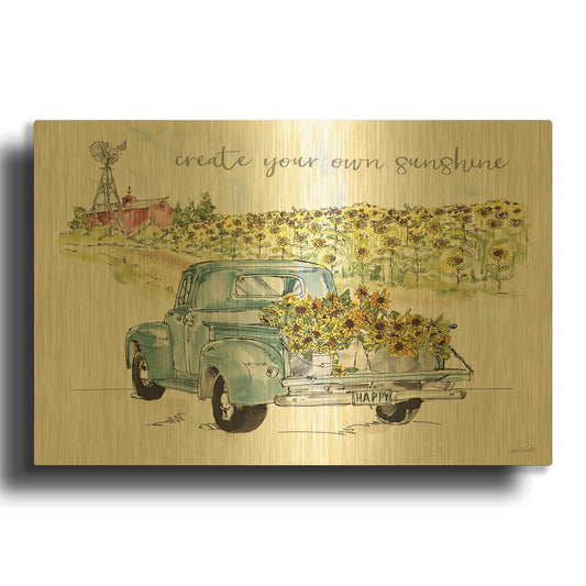 'Sunflower Fields VI' By Anne Tavoletti Gold Metal Wall Art