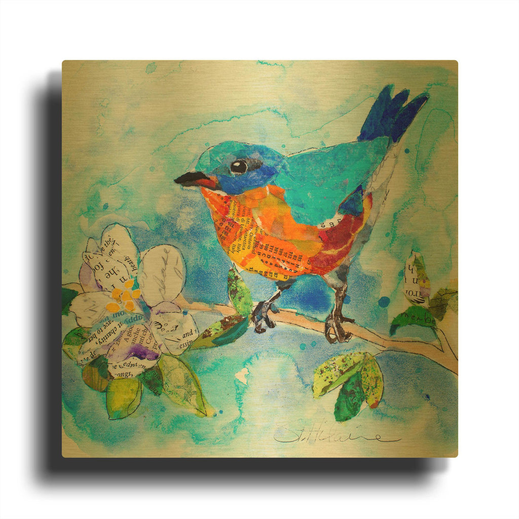 'Happy Bluebird 1' By St. Hilaire Elizabeth Gold Metal Wall Art