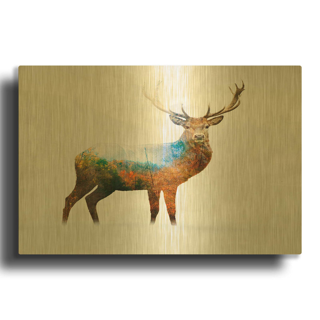 'Deer 1' By Mark Ashkenazi Gold Metal Wall Art