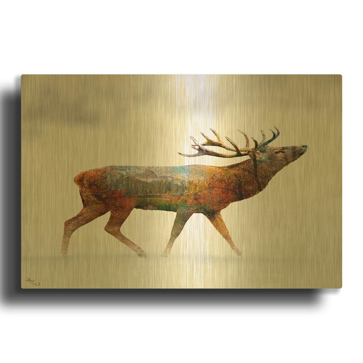 'Deer 2' By Mark Ashkenazi Gold Metal Wall Art
