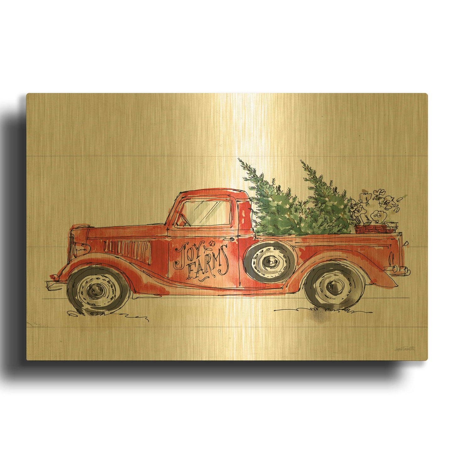 'Modern Farmhouse VIII' By Anne Tavoletti Gold Metal Wall Art