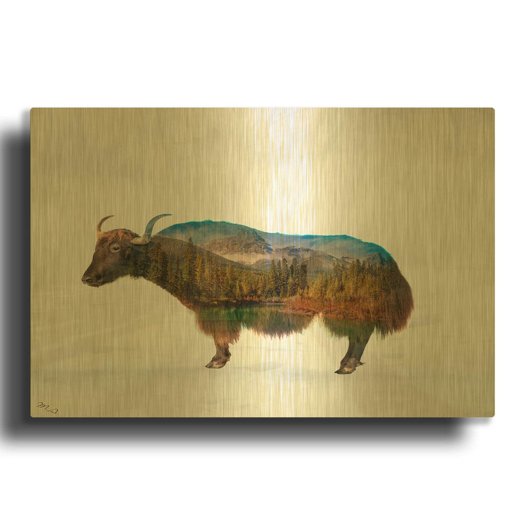 'Yak' By Mark Ashkenazi Gold Metal Wall Art