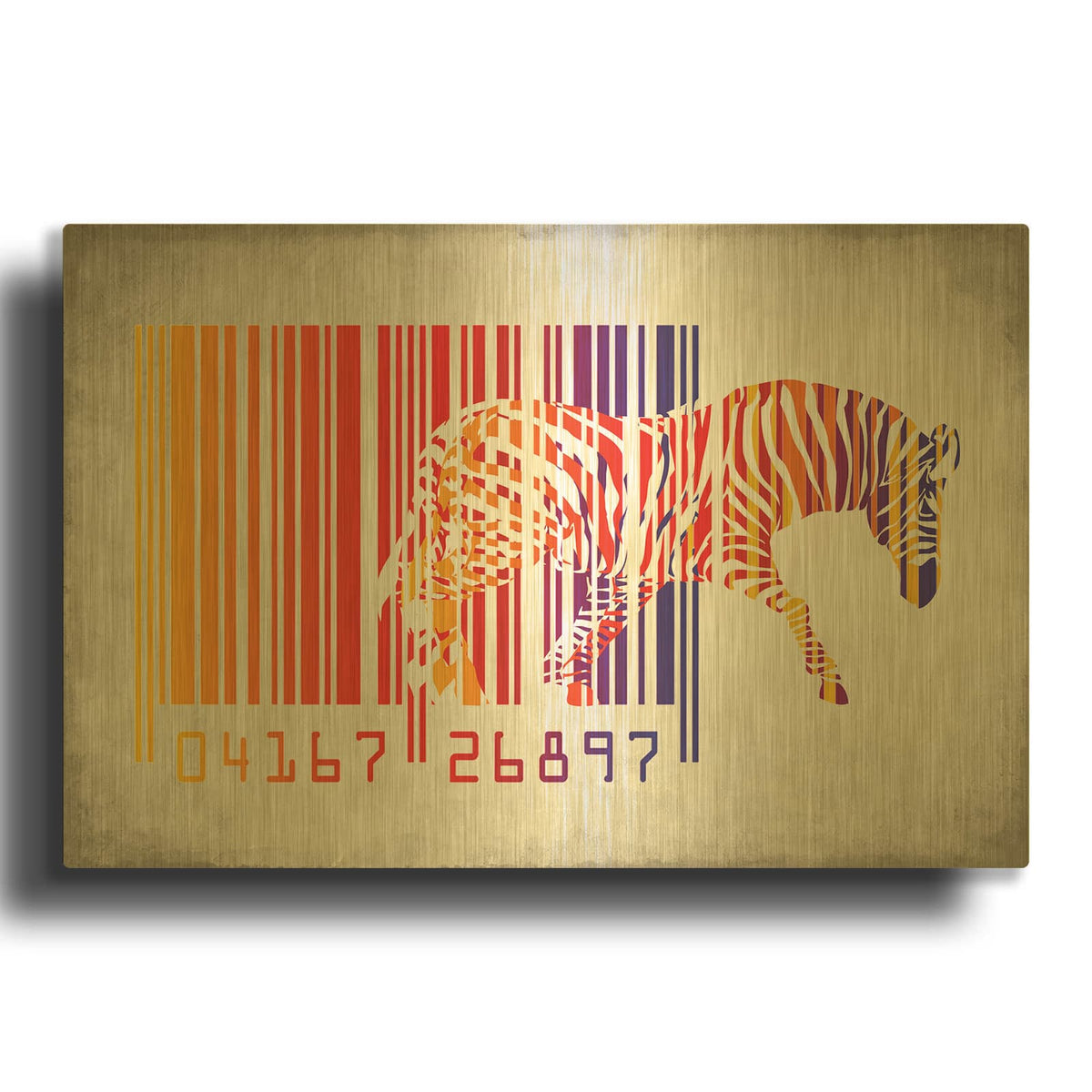 'Zebra Barcode' By Mark Ashkenazi Gold Metal Wall Art